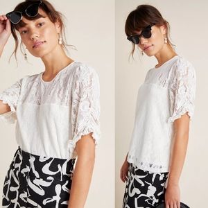 New Anthropologie Parvati Lace Top White Size Large